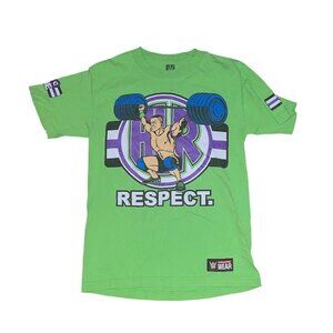 WWE Authentic John Cena "Hustle Loyalty Respect" Green Graphic Tee Shirt S Cotto